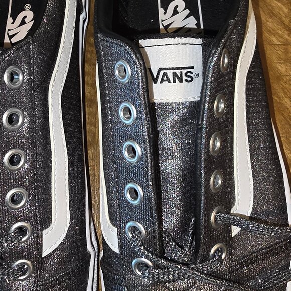 VANS Silver Lurex Glitter Old Skool Skate Shoe - Picture 6 of 16
